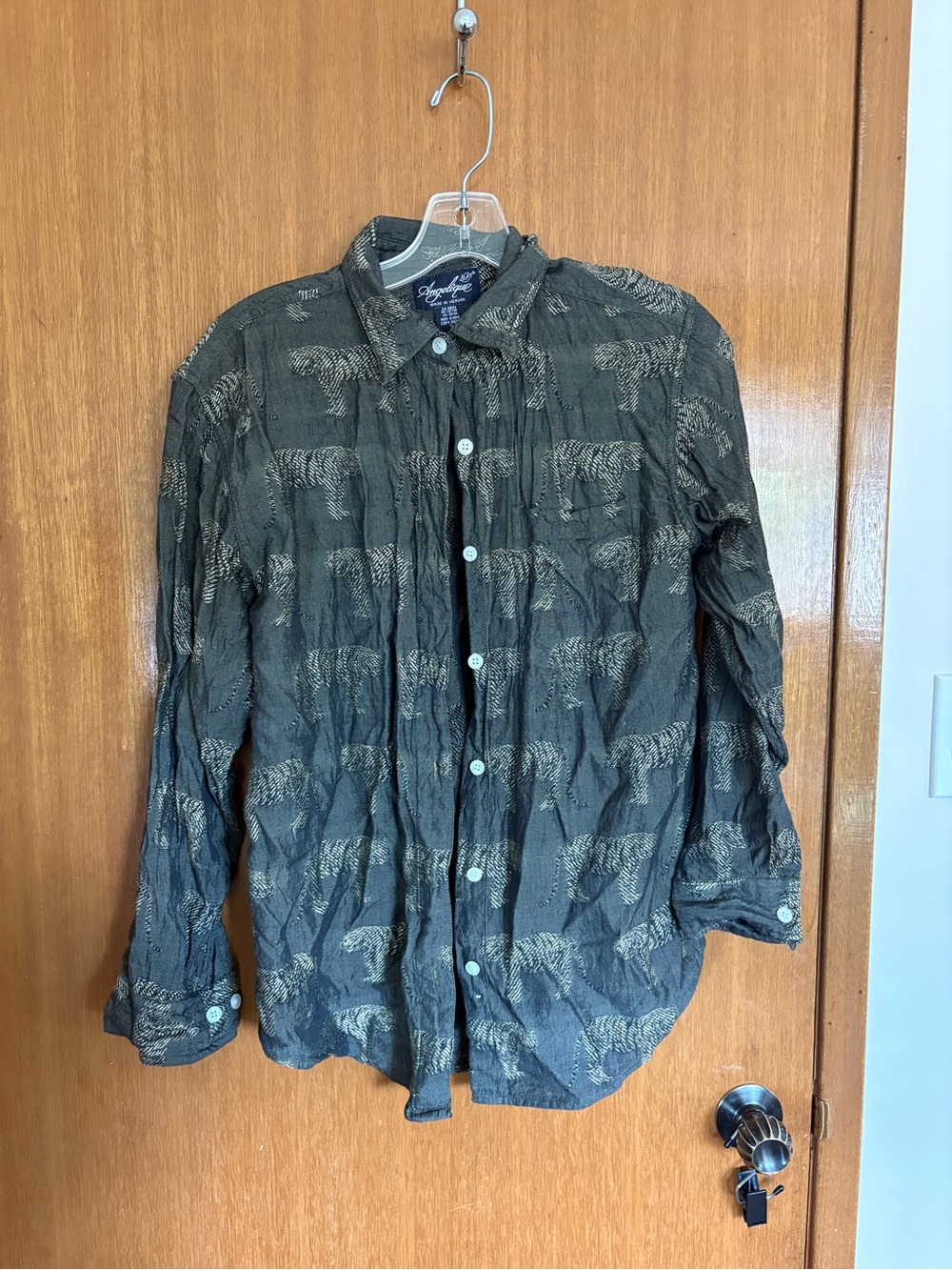 Vintage Tiger Print Button-Up Shirt